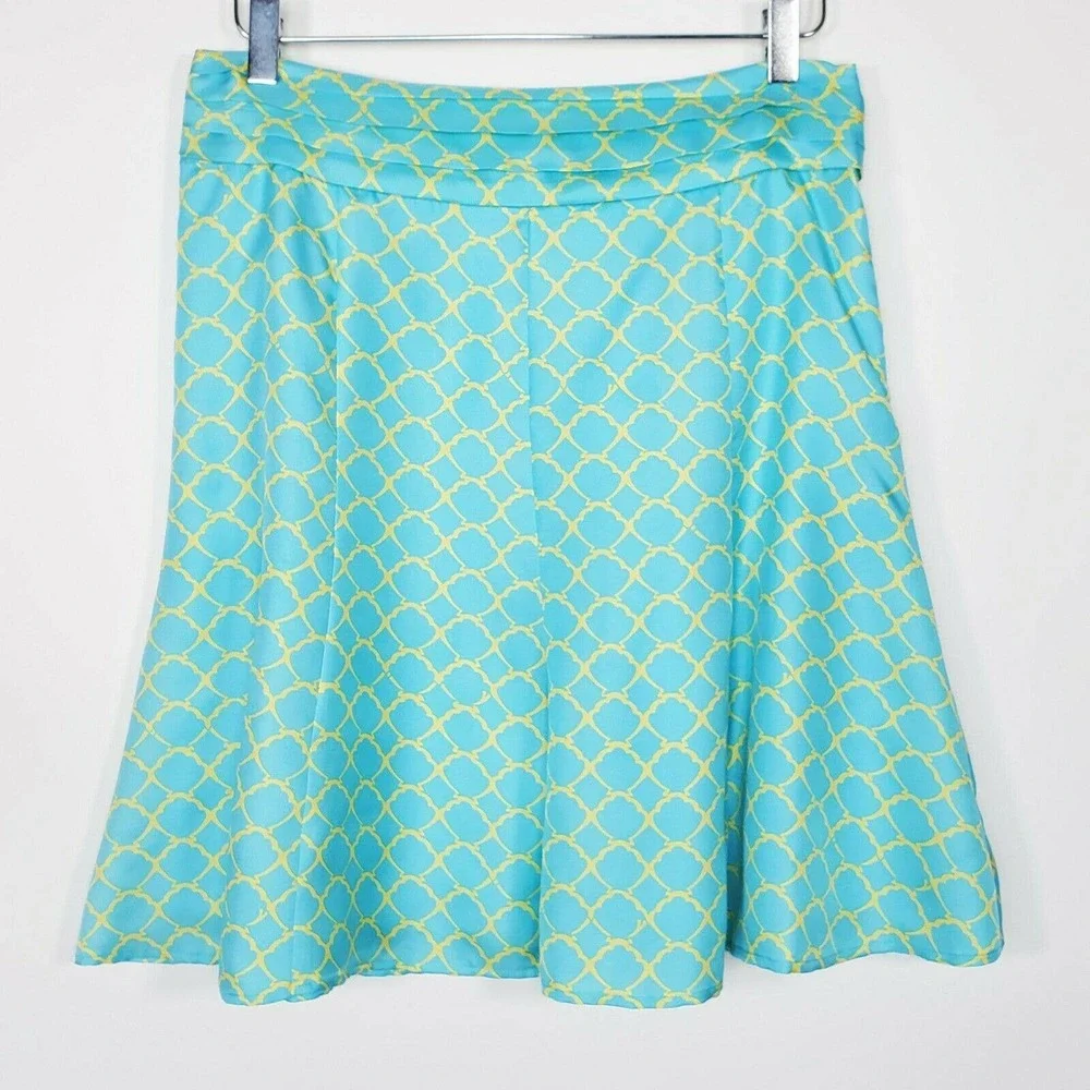 Lily Pulitzer Adeline Silk Skirt 6 Crystal Blue Pin Tuck Waist A-Line - Picture 5 of 12